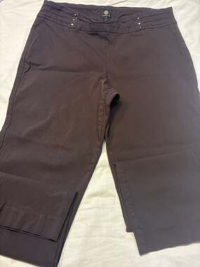 JM Collection Brown Studded Waist Pull-On Pants Size XL